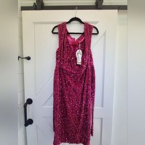 Plus Sequin Off The Shoulder Wrap Midi Dress